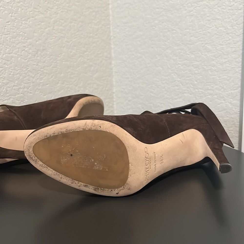 JIMMY CHOO Marina Tie Strap Brown Suede Booties, Size 36.5 (US- 6) - Picture 11 of 11